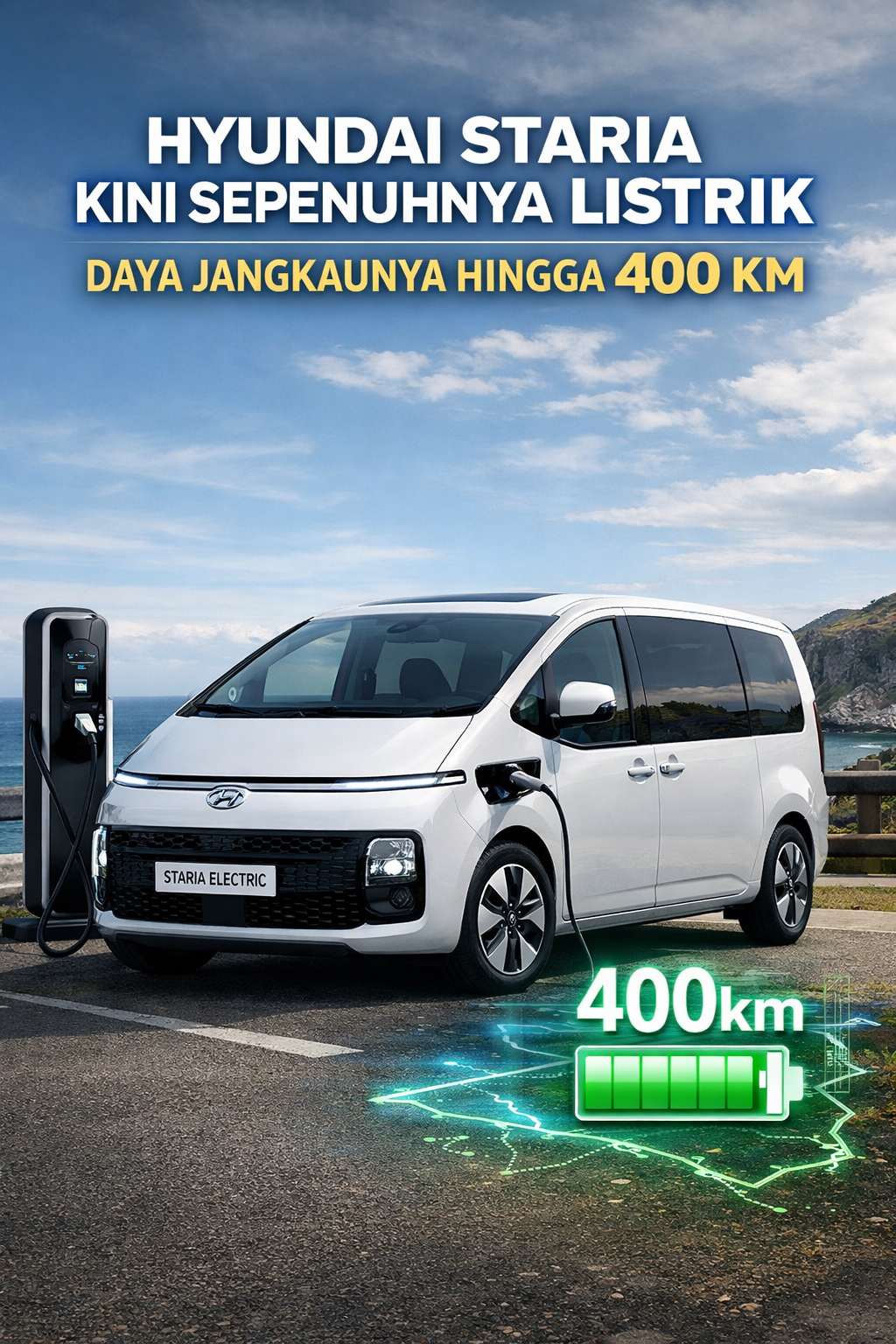 Mobil Listrik Hyundai Staria Daya Jangkaunya hingga 400 Km