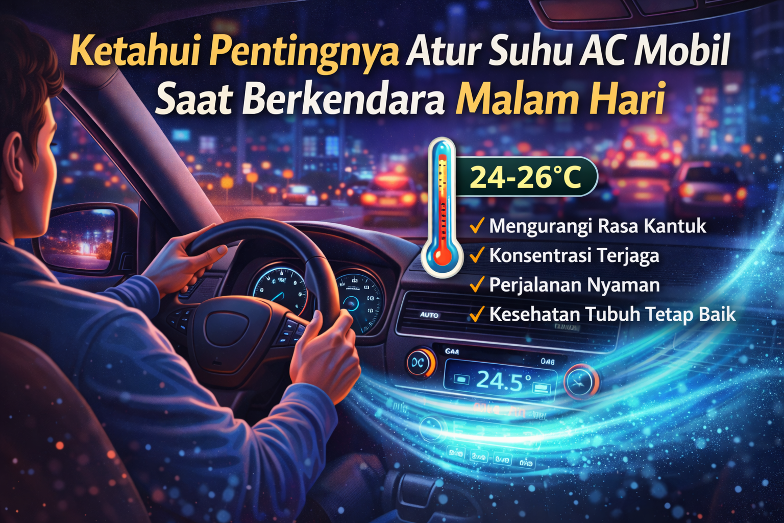 Pentingnya Atur Suhu AC Mobil Saat Berkendara Malam Hari