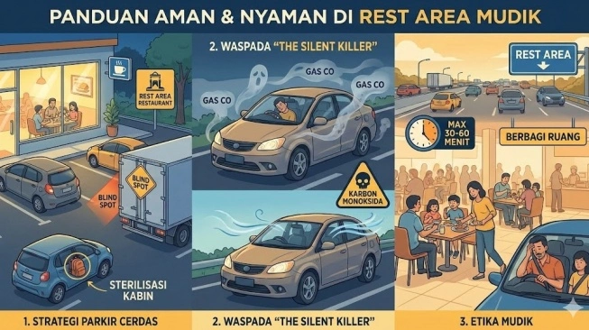 Kap Mesin Mobil Dibuka saat Istirahat Mudik di Rest Area?